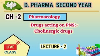 Cholinergic drugs live class  Ch2 Pharmacology  DPharm second year [upl. by Reggi]