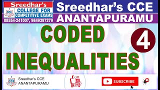 CODED INEQUALITY 4 Reasoning Sreedhars CCE ANANTAPURAMU [upl. by Notelrahc]