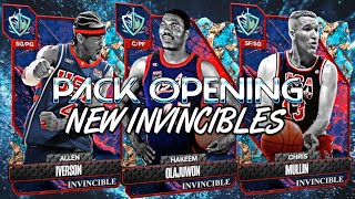 PACK OPENING FOR NEW INVINCIBLE HAKEEM OLAJUWON CHRIS MULLIN Allen Iverson amp MORE NBA 2k24 Myteam [upl. by Llerud]