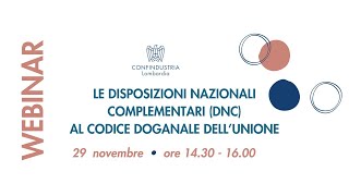 Le Disposizioni Nazionali Complementari DNC al codice doganale dellUnione [upl. by Countess]