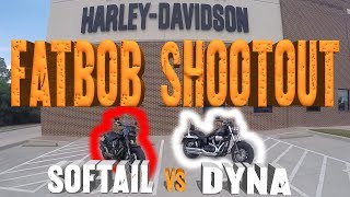 FATBOB SHOOTOUT Dyna VS Softail [upl. by Eyde]