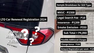 LTO Car Registration Renewal 2024 Tutorial Guide  Magkano  Paano  Kailan  Rehistro  LTO [upl. by Braynard]