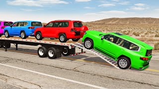 Flatbed Truck Mcqueen  Transportation with Truck  Pothole vs Car 184  BeamNGDrive [upl. by Laeynad]