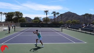 Dominic Thiem Practice Match Indian Wells 2019  Court Level View [upl. by Adnorat]