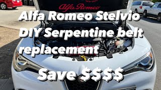 Alfa Romeo StelvioGiulia DIY Serpentine belt replacement [upl. by Oitaroh]