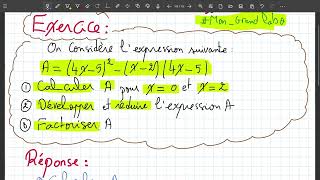 Exercice Développer et Factoriser 3ac 3apic math MonGrandLabo [upl. by Anivlek]