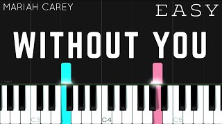 Mariah Carey  Without You  EASY Piano Tutorial [upl. by Fayola195]