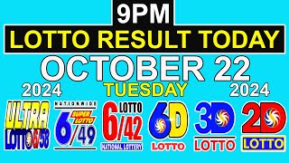 9pm Draw Lotto Result Today October 22 2024 PCSO [upl. by Adien979]