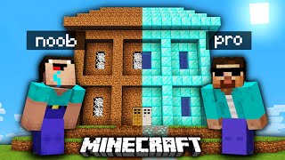 Budujemy TYLKO po POŁOWIE DOMKU w MINECRAFT na ślepo XD [upl. by Hanover]