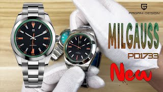 PAGANI DESIGN New Automatic Watches MILGAUSS Homage Watches full Stainless Steel NH35A Movt PD1733 [upl. by Paolina224]