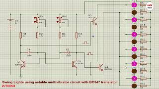 STE Swing Lights using astable multivibrator circuit with BC547 transistor [upl. by Scheider630]