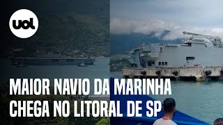 Chuvas no litoral de SP Maior navio da Marinha chega em São Sebastião [upl. by Ciri]