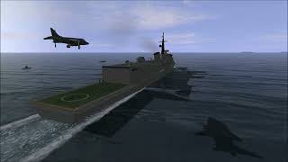 AI Sea Harrier FRS1 vertical takeoff and landing on ASW frigates helipad [upl. by Einnob85]