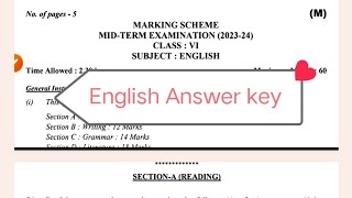 class 6 english paper solution for mid term exam 202324 morning shift 26092023 [upl. by Odraner]