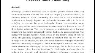 Measuring Similarity of Dual Modal Academic Data Based on Multi Fusion Representation Learning [upl. by Ahsaf]