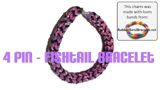 How to Make The 4 Pin Fishtail Loom Band Bracelet  Using Homemade Loom [upl. by Alleunam]