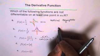 Identify Functions Not Differentiable [upl. by Merfe]