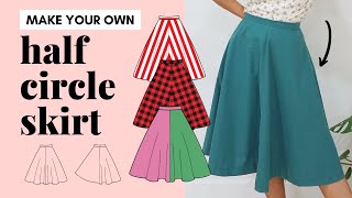 How to sew a half circle skirt 4 panels  step by step beginnerfriendly  draft your own pattern [upl. by Gresham]