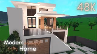 Modern Minimalist 3  Story Home  48k  Bloxburg Speedbuild  ikaerate [upl. by Bolton966]