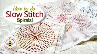 Easy tutorial on how to stitch spirals in your slow stitching embroidery projects [upl. by Luby917]