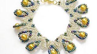 PandaHall Jewelry Tutorial VideoDIY Indianstyle Netted Bracelet with Pearl and Iris Seed Beads [upl. by Luapnhoj427]