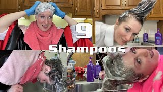 Kats YouTube Live Shampoo Hair Washing Compilation  Upright Forward Backward Shampooing [upl. by Cindie620]