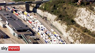 Miles of traffic queues to Dover ferry port [upl. by Eelac]