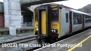 150231 TFW Class 150 leaving Pontypridd with a Service to Merthyr Tydfil 121124 [upl. by Esoranna]