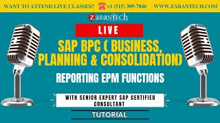 LIVE  Reporting EPM Functions  SAP BPC 100 Training  ZaranTech [upl. by Zondra179]