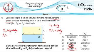 10Sınıf MEB Okul Kursu Fizik KKTesti 03 Basınç3 [upl. by Kcirevam150]