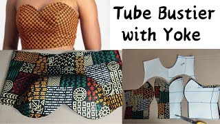 How to make a Bustier Pattern with Yoke Strapless BustierTube Bustier pattern step by step [upl. by Kirtap]