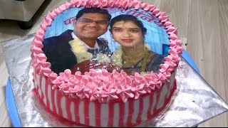 Photo Cake Recipe at Home  Wedding Anniversary Photo Cake  Wedding Anniversary Decoration Idea [upl. by Fusco]