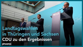 Pressekonferenz der CDU nach den Landtagswahlen in Thüringen und Sachsen  020924 [upl. by Rus931]