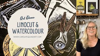 Linocut Watercolour Demo [upl. by Fan85]