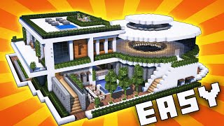 Minecraft Big Modern House  Mansion Tutorial   How to Make Realistic Modern House  2020 [upl. by Namwob]