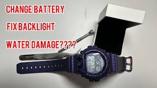 G Shock DW6900 replace battery fix backlight plus water damage [upl. by Demb]