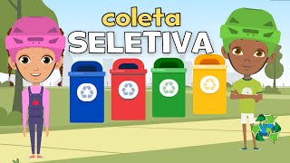 Coleta seletiva  Cores das lixeiras  Reciclar  Meio ambiente  Vídeo educativo  BNCC [upl. by Nalym]