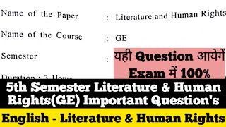 Sol du Literature amp Human Rights Question Paper 5th Semester 2024 [upl. by Guthry]