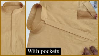 How to Sew a kurta  full video with side pockets  perfect kurta stitching with attache pockets [upl. by Arres79]