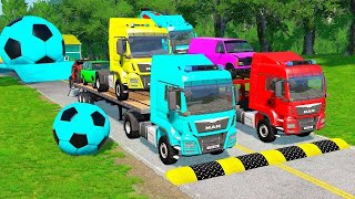 TRANSPORTING PIXAR CARS amp FRUITS WITH COLORED amp JOHN DEERE vs CLAAS vs TRACTORS  BeamNGdrive 962 [upl. by Anirba]