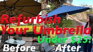 How to Paint a Sun Faded Old Outdoor Patio Umbrella or Outdoor Furniture with Spray Paint DIY [upl. by Idolem889]