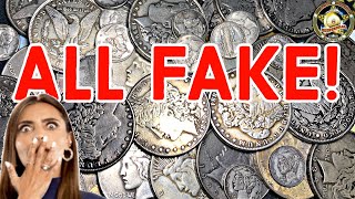 This entire coin collection is 100 FAKE How to identify counterfeits [upl. by Aryhs485]