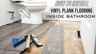 How To Install Vinyl Plank Flooring In A Bathroom As A Beginner  Home Renovation [upl. by Eeryk349]