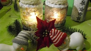 DIY  Weihnachtliche Windlichter mit Serviettentechnik gestalten [upl. by Sadowski403]