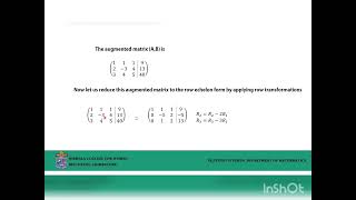 GAUSS JORDAN METHOD  SrStephy Stephen [upl. by Aihsemak56]