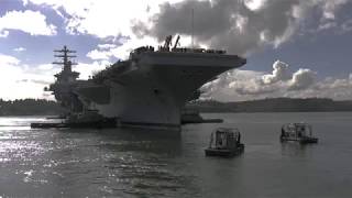 USS Nimitz CVN 68 moves into dry dock at PSNS amp IMF [upl. by Eiramassenav153]