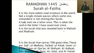 1 Explaining Surah AlFatiha  Dr Husein Khimjee  Ramadhan 1445 [upl. by Ybloc]