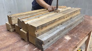 Amazing Pallet Woodworking Project  Build A Unique And Functional Table From Recycled Wood [upl. by Anasus]