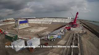 Fehmarnbelt Tunnel  Die Becken werden mit Wasser gefüllt german [upl. by Nakhsa]