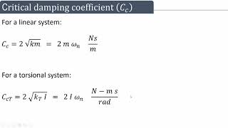 Lecture 12  Dynamics of machinery  Critical damping coefficient derivation  Free damped vibration [upl. by Notlih669]